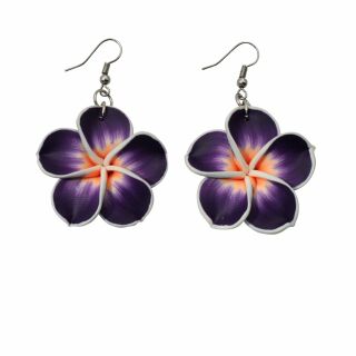 Ohrringe - Blume schwarz-lila