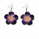 Earrings - Flower black and purple