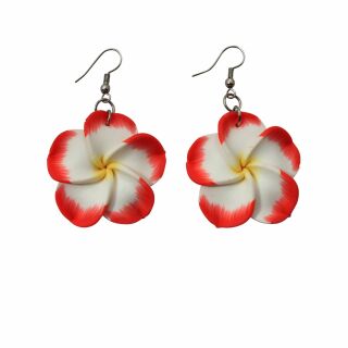 Ohrringe - Blume rot-weiß