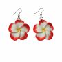 Earrings - Flower red and white
