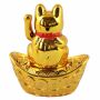 Gatto della fortuna - Gatto cinese - Maneki neko - base ovale solare - 10 cm - oro