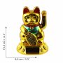 Agitando gato chino - Maneki neko - solar base oval - 10,5 cm - oro