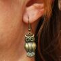 Earrings - owls - old gold