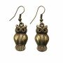 Earrings - owls - old gold