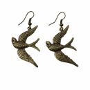 Earrings - swallows - old gold