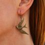 Earrings - swallows - old gold