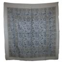 Baumwolltuch - Indisches Muster 1 - weiß Lurex silber - quadratisches Tuch