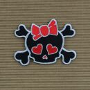 Patch - Skull with hearts - black and red