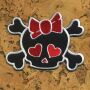 Patch - Skull with hearts - black and red