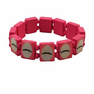 Bracciale di legno - Moustache - rosa