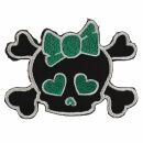Patch - Skull with hearts - black-green