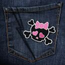 Patch - Skull with hearts - black-pink