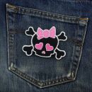 Patch - Skull with hearts - black-pink