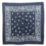 Bandana Scarf - Paisley pattern 01 - blue-navy - white - squared neckerchief