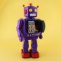 Robot - Robot de hojalata - Electron - lila - Juguete de lata