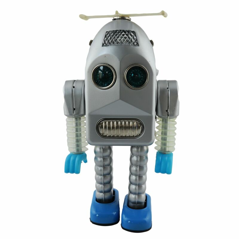 Roboter silber grauer BLECHRoboter Robot Retro Blechspielzeug Tin Toy Bot 