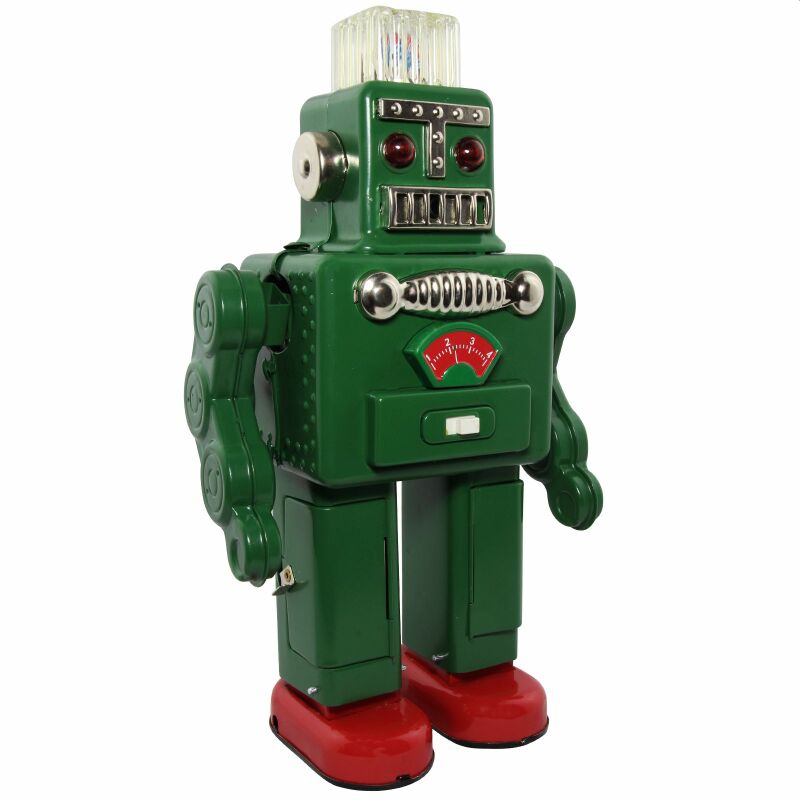 Tr2011 Fumar Spaceman Robot Juguete de la Lata con Pilas Retro Verde
