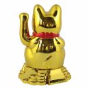 Agitando gato chino - Maneki neko - solar base redonda - 15 cm - oro