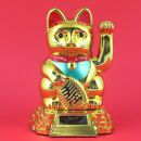Gatto della fortuna - Gatto cinese - Maneki neko - base tonda solare - 15 cm - oro
