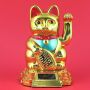Gatto della fortuna - Gatto cinese - Maneki neko - base tonda solare - 15 cm - oro