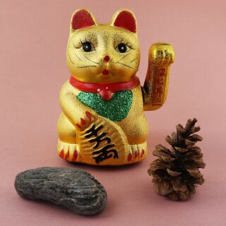26 cm-Gold Gato de la suerte ° winkekatze de cerámica 