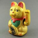 Agitando gato chino - Maneki neko de carámica - 22 cm - oro