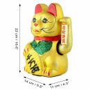 Glückskatze - Maneki-neko - Winkekatze aus Keramik - 22 cm - gold