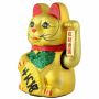 Agitando gato chino - Maneki neko de carámica - 22 cm - oro