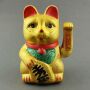 Lucky cat made of ceramic - Maneki Neko - Waving cat - 22 cm - gold