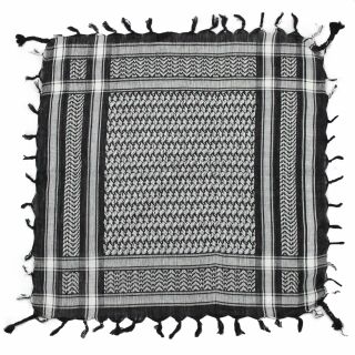 Bandana Kufiya - Keffiyeh - negro - blanco - Pañuelo para la cabeza y el cuello 55x55 cm