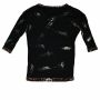 Lady Shirt with 3-4 sleeved and leopard fur - black