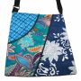 Cloth bag - Three different Floral Designs - light blue, turquoise, dark blue - Sling bag