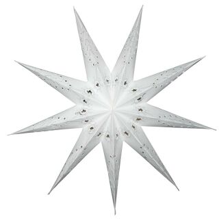 Stella di carta - Stella di Natale - Stella a 9 punte - fantasia bianca - 60 cm