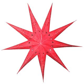 Stella di carta - Stella di Natale - Stella a 9 punte - fantasia rossa - 60 cm