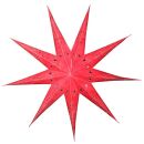 Estrella de papel - Estrella de Navidad - Estrella de 9 puntas - estampada rojo - 60 cm