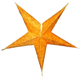 Paper star - Christmas star - 5-pointed star - orange patterned - 40 cm