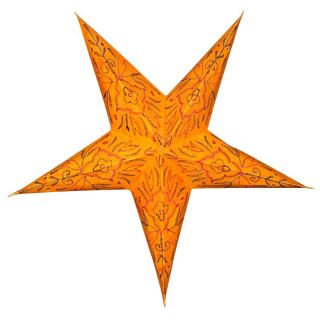 Paper star - Christmas star - 5-pointed star - orange-red-black patterned - 40 cm