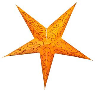 Estrella de papel - Estrella de Navidad - Estrella de 5 puntas - estampada naranja-rojo - 40 cm