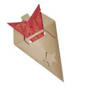 Papierstern - Weihnachtsstern - Stern 5zackig rot und gold gemustert - 40 cm