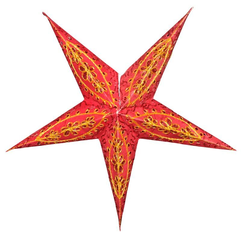 Papierstern Weihnachtstern Stern 5zackig rot gemustert 40 cm 