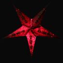Paper star - Christmas star - 5-pointed star - red-gold patterned - with sequins - 40 cm