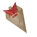 Stella di carta - Stella di Natale - Stella a 5 punte - fantasia rossa-oro - con paillettes - 40 cm