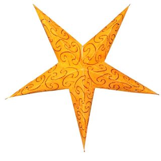 Estrella de papel - Estrella de Navidad - Estrella de 5 puntas - estampada naranja 02 - 40 cm