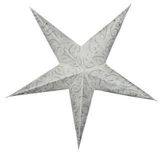 Papierstern - Weihnachtsstern - Stern 5zackig weiß gemustert - 40 cm