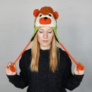 Berretto di lana - berretto a forma di animale - orsacchiotto arancione-verde