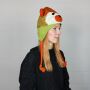 Gorra de lana - Teddy naranja-verde - Gorro de animal