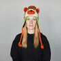 Berretto di lana - berretto a forma di animale - orsacchiotto arancione-verde