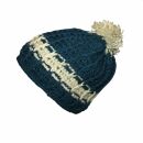Gorra tejida de lana con borla - azul-gris - Gorro de punta