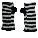 Warm arm warmers - gauntlets - black-white striped