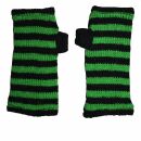 Warm arm warmers - gauntlets - black-green striped